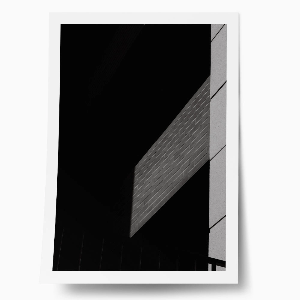 Poster BLACK AND WHITE ARCHITECTURAL SHADOWED BUILDING
