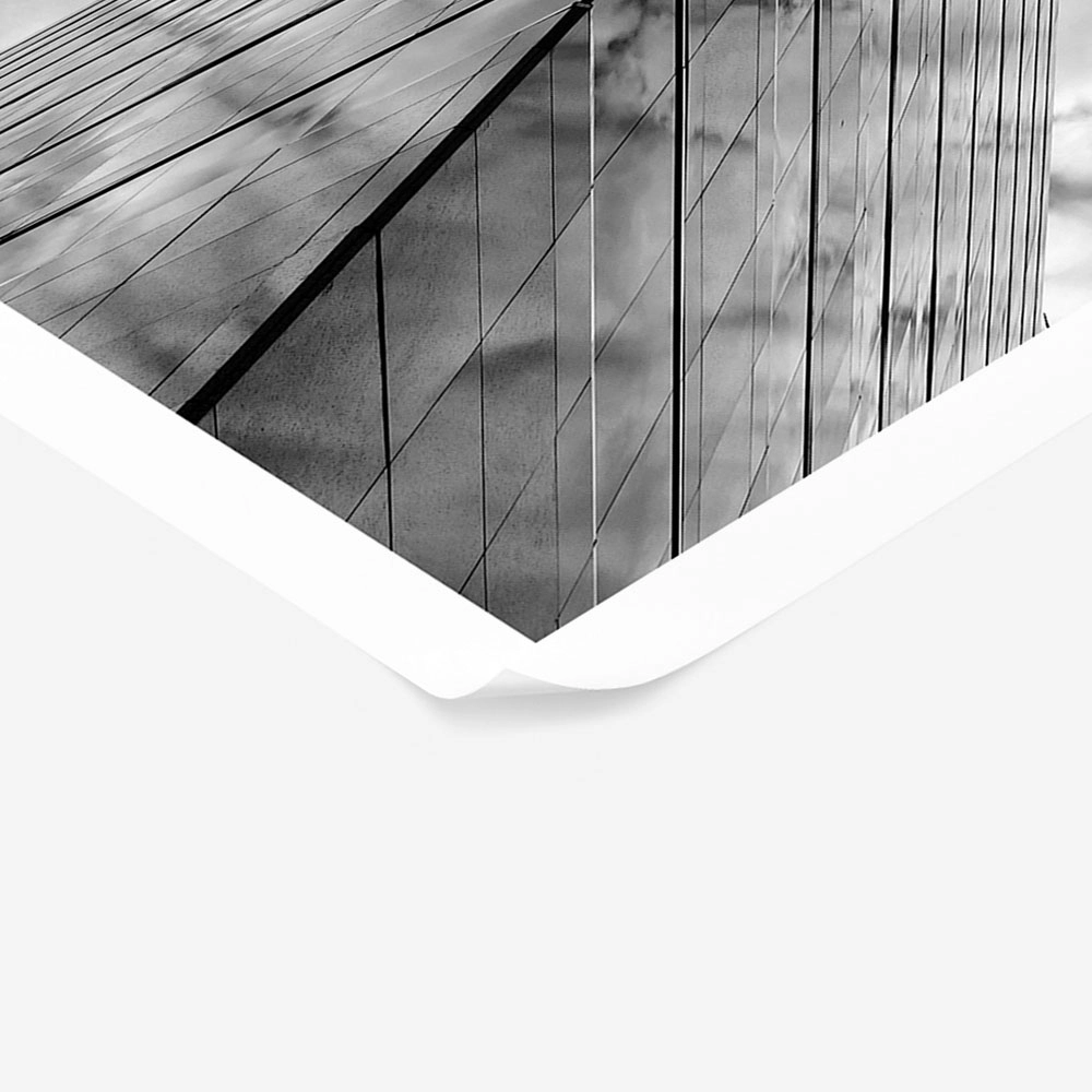 Poster BLACK AND WHITE ARCHITECTURAL SHARP CORNER CLOUDS