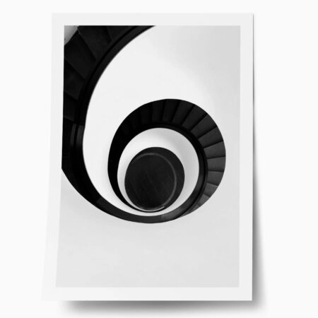 Poster BLACK AND WHITE ARCHITECTURAL SPIRAL STAIRCASE 3 - Πολεις - Χαρτες
