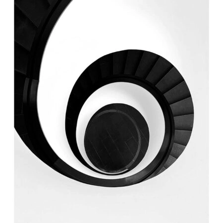 Poster BLACK AND WHITE ARCHITECTURAL SPIRAL STAIRCASE 3 - Πολεις - Χαρτες Sticky 2