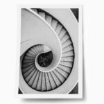Poster BLACK AND WHITE ARCHITECTURAL SPIRAL STAIRCASE