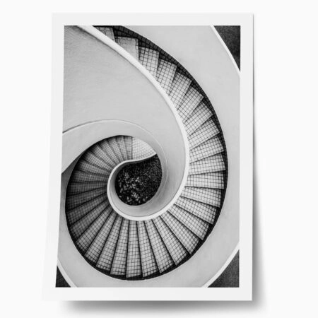 Poster BLACK AND WHITE ARCHITECTURAL SPIRAL STAIRCASE - Πολεις - Χαρτες