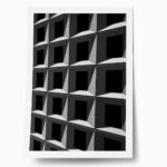Poster BLACK AND WHITE ARCHITECTURAL SQUARE PATTERN FACADE