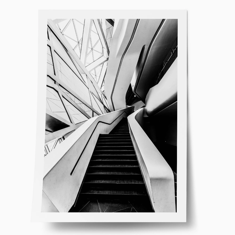 Poster BLACK AND WHITE ARCHITECTURAL STAIRCASES