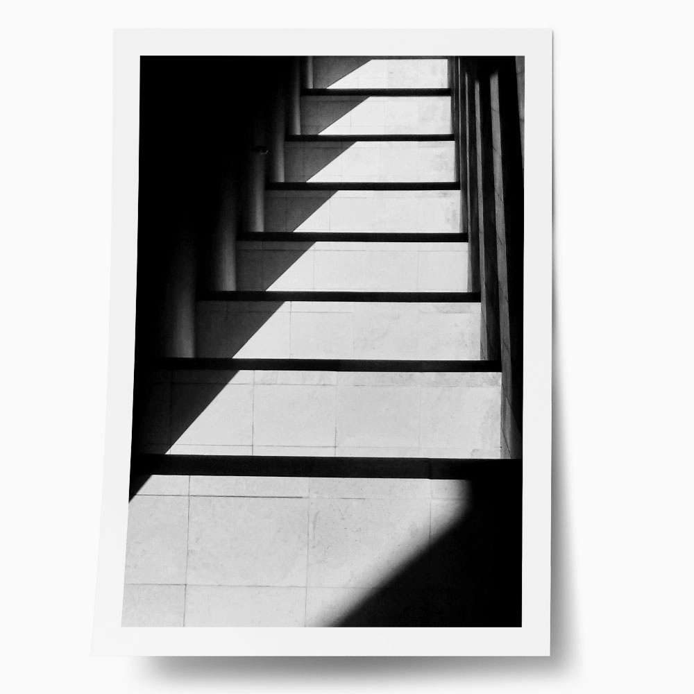 Poster BLACK AND WHITE ARCHITECTURAL STAIRCASE