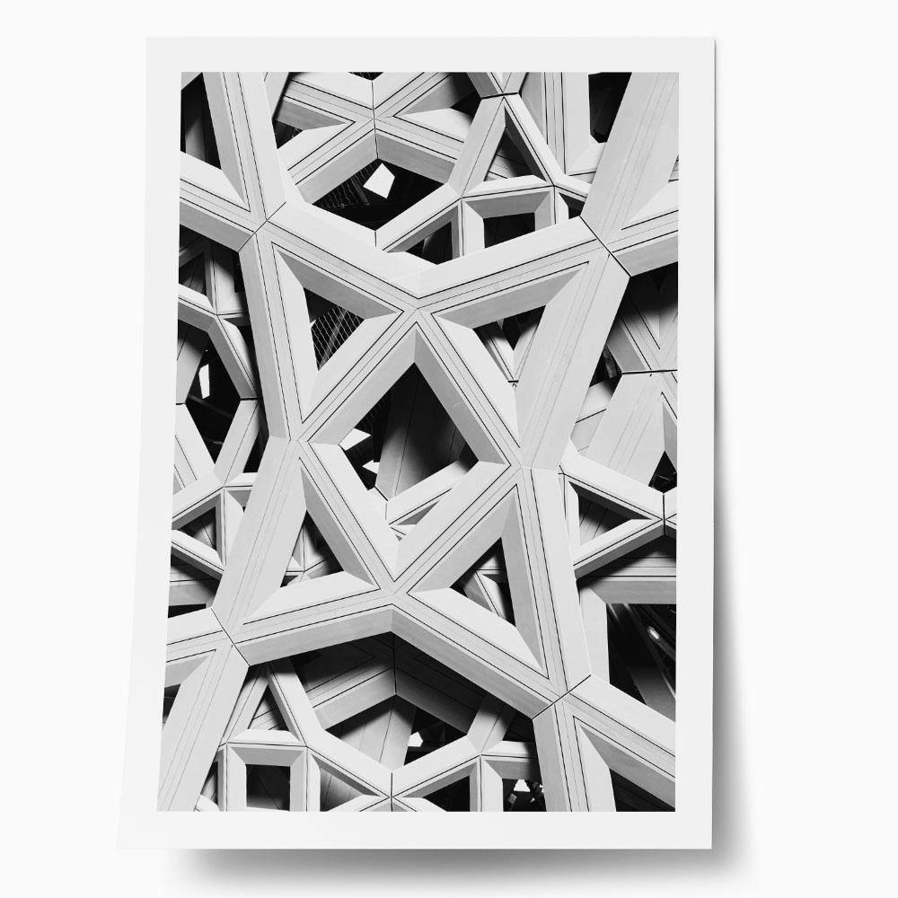 Poster BLACK AND WHITE ARCHITECTURAL STAR PATTERN