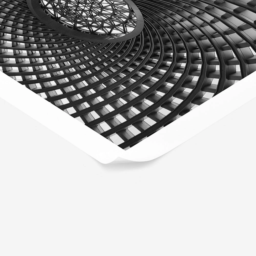 Poster BLACK AND WHITE ARCHITECTURAL SWIRLING METAL CEILING