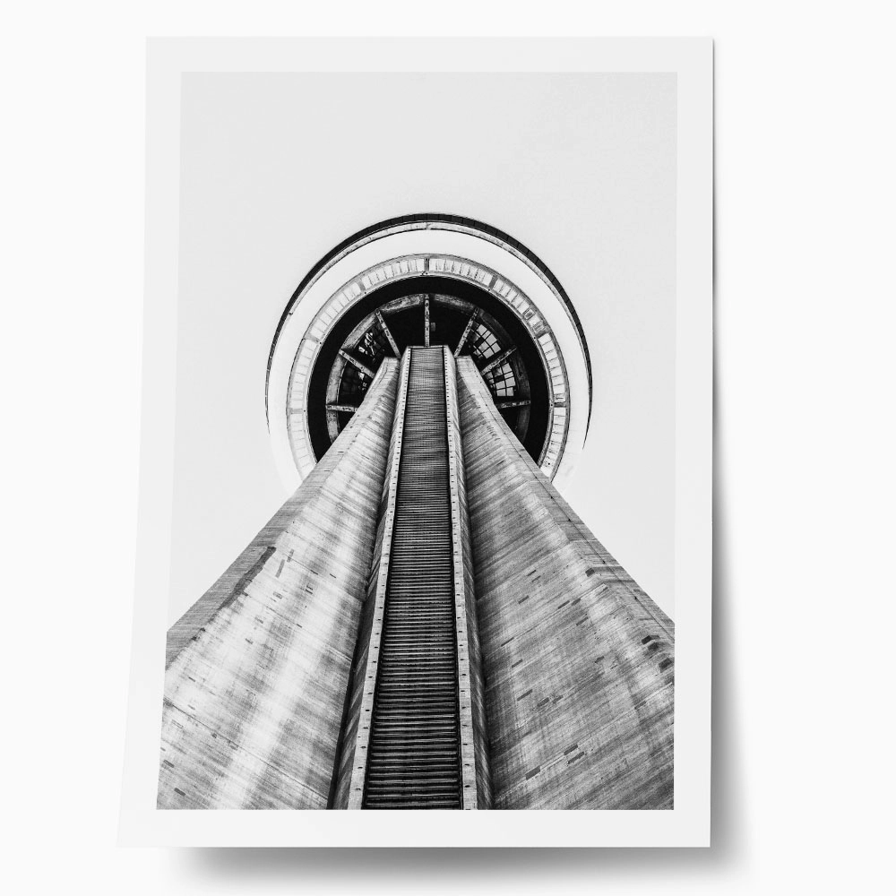 Poster BLACK AND WHITE ARCHITECTURAL TOWER VANTAGE POINT