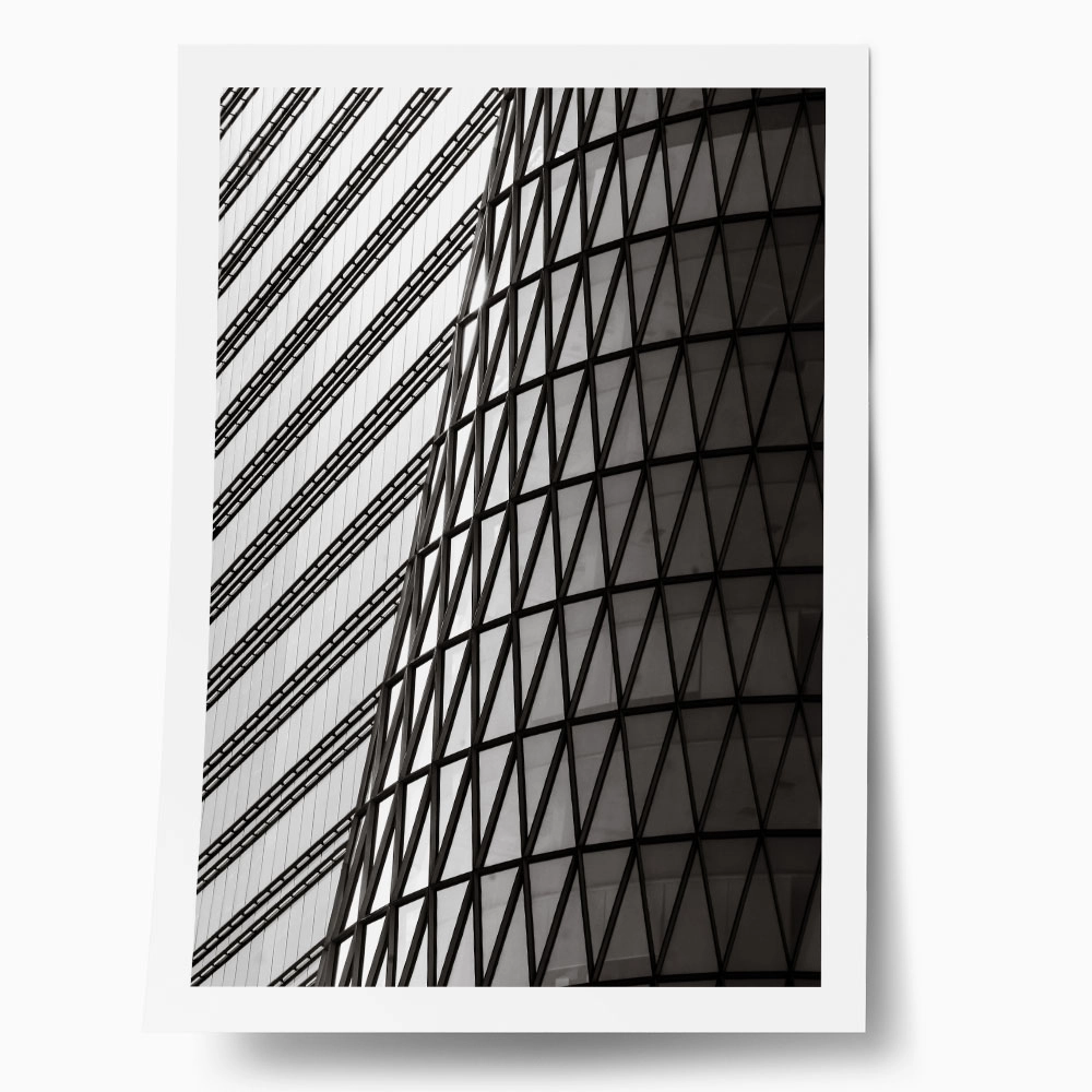 Poster BLACK AND WHITE ARCHITECTURAL TRIANGLE FACADE