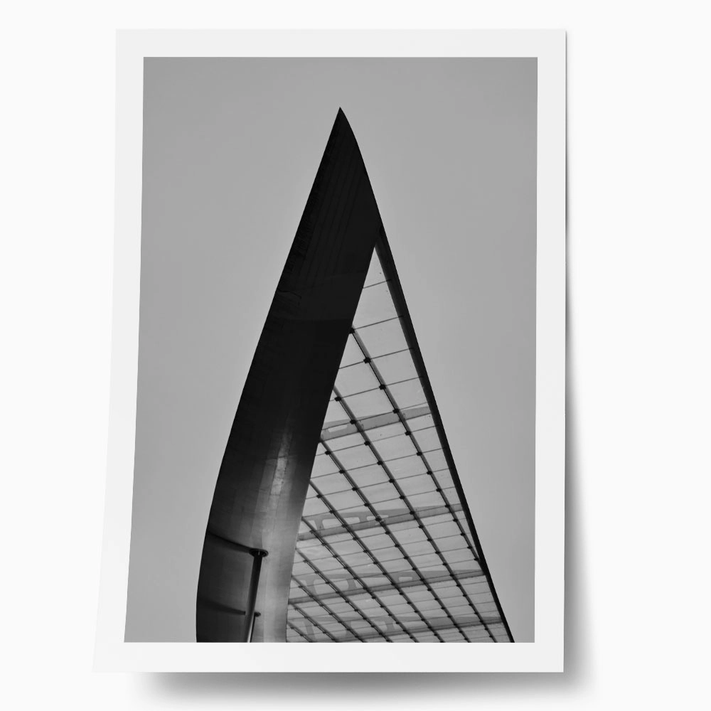 Poster BLACK AND WHITE ARCHITECTURAL TRIANGULAR ROOFTOP STRUCTURE