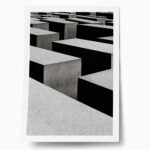 Poster BLACK AND WHITE ARCHITECTURAL TRIANGULAR SUNSHADES GEOMETRIC BOX STRUCTURES