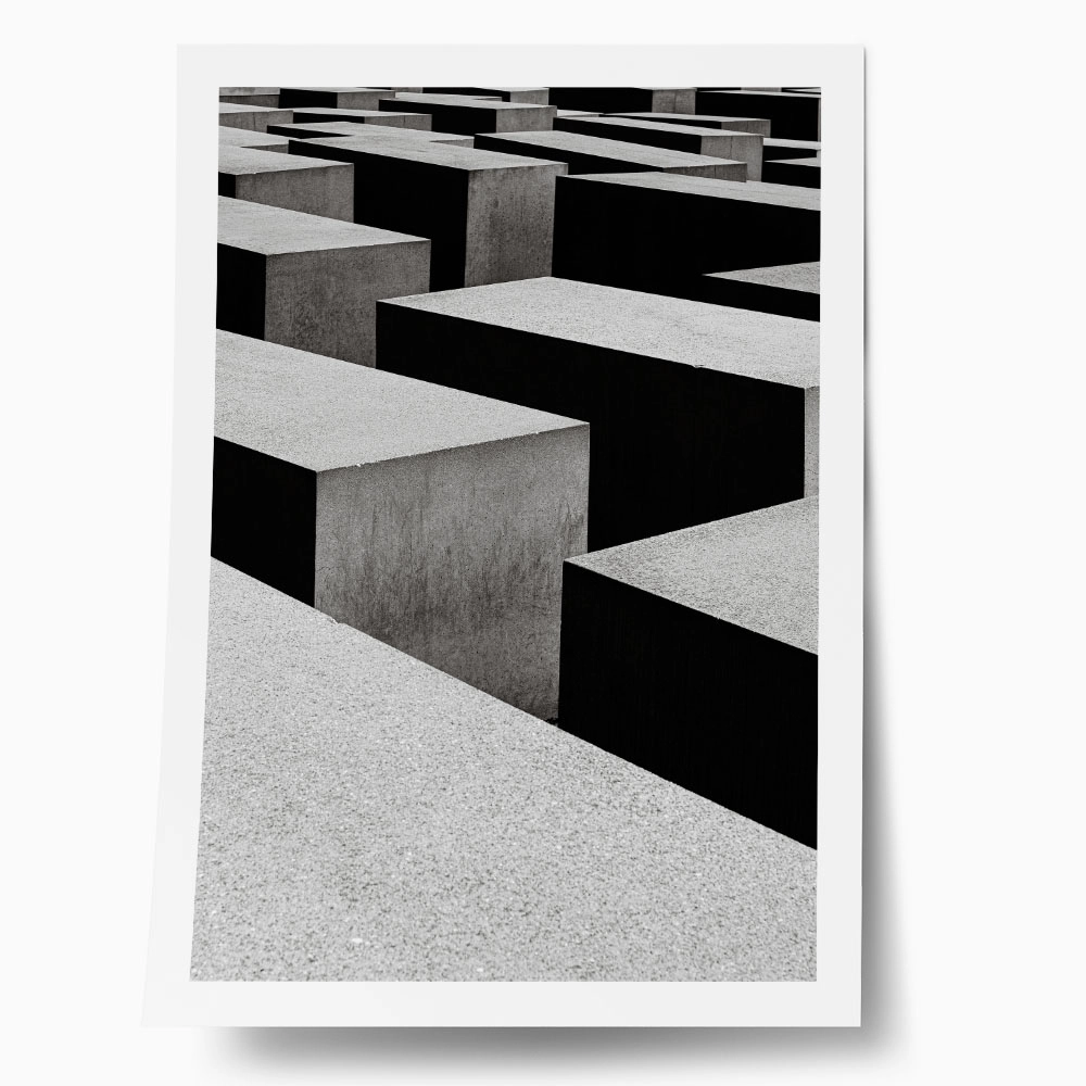 Poster BLACK AND WHITE ARCHITECTURAL TRIANGULAR SUNSHADES GEOMETRIC BOX STRUCTURES