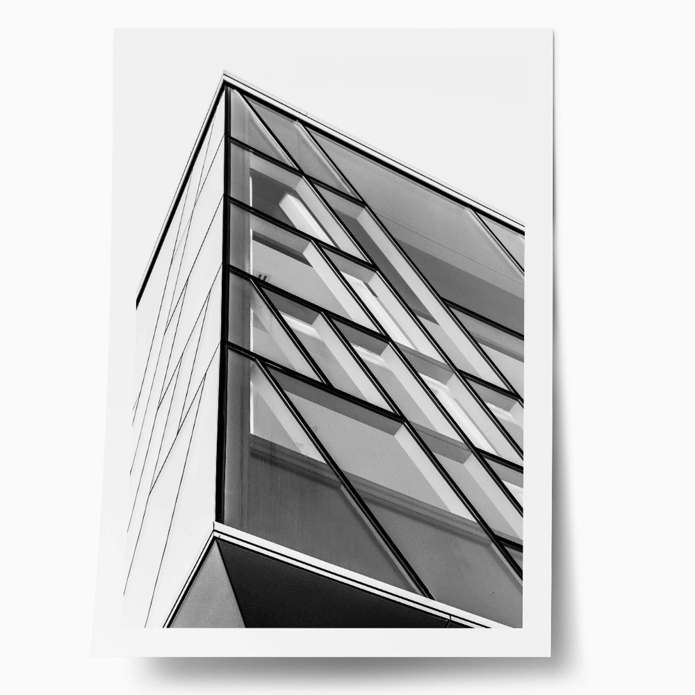 Poster BLACK AND WHITE ARCHITECTURAL TRIANGULAR WINDOWS