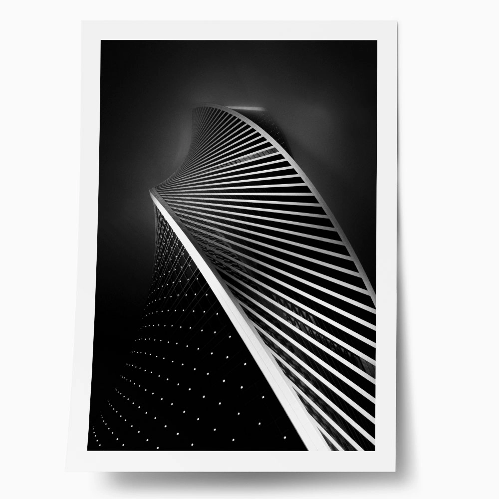 Poster BLACK AND WHITE ARCHITECTURAL TWISTING TOWER