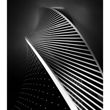 Poster BLACK AND WHITE ARCHITECTURAL TWISTING TOWER - Πολεις - Χαρτες Sticky 2