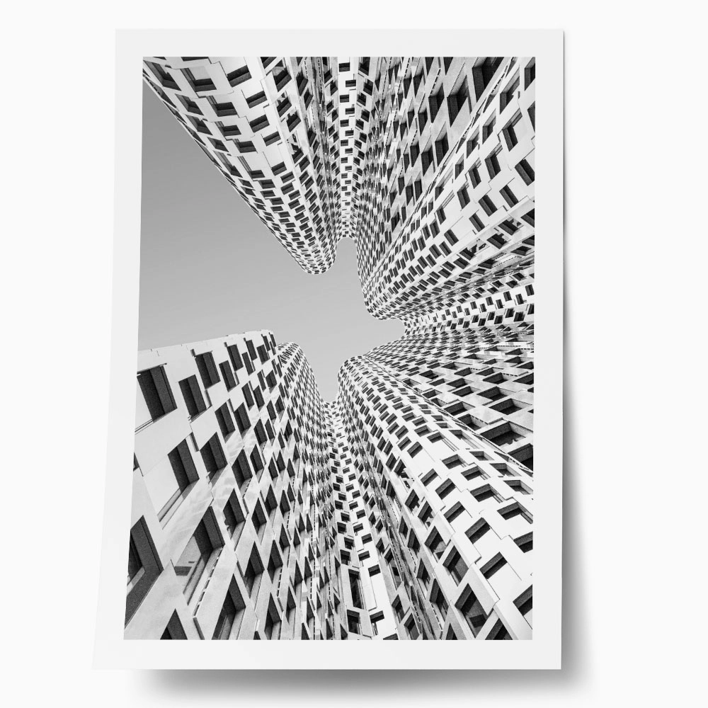 Poster BLACK AND WHITE ARCHITECTURAL URBAN GEOMETRIC SYMMETRY