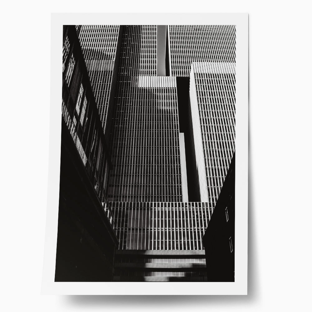 Poster BLACK AND WHITE ARCHITECTURAL VERTICAL LINES BUILDING