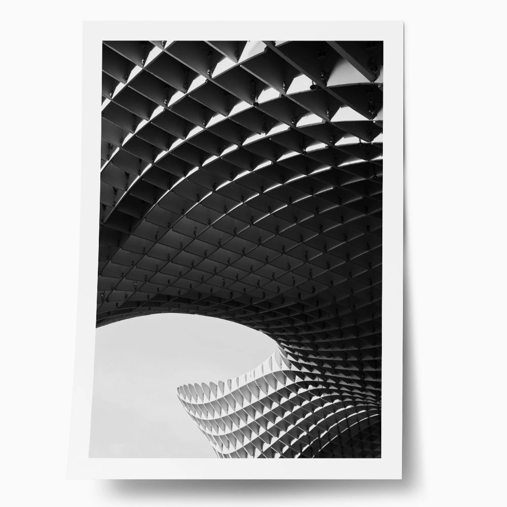 Poster BLACK AND WHITE ARCHITECTURAL WOODEN STRUCTURE