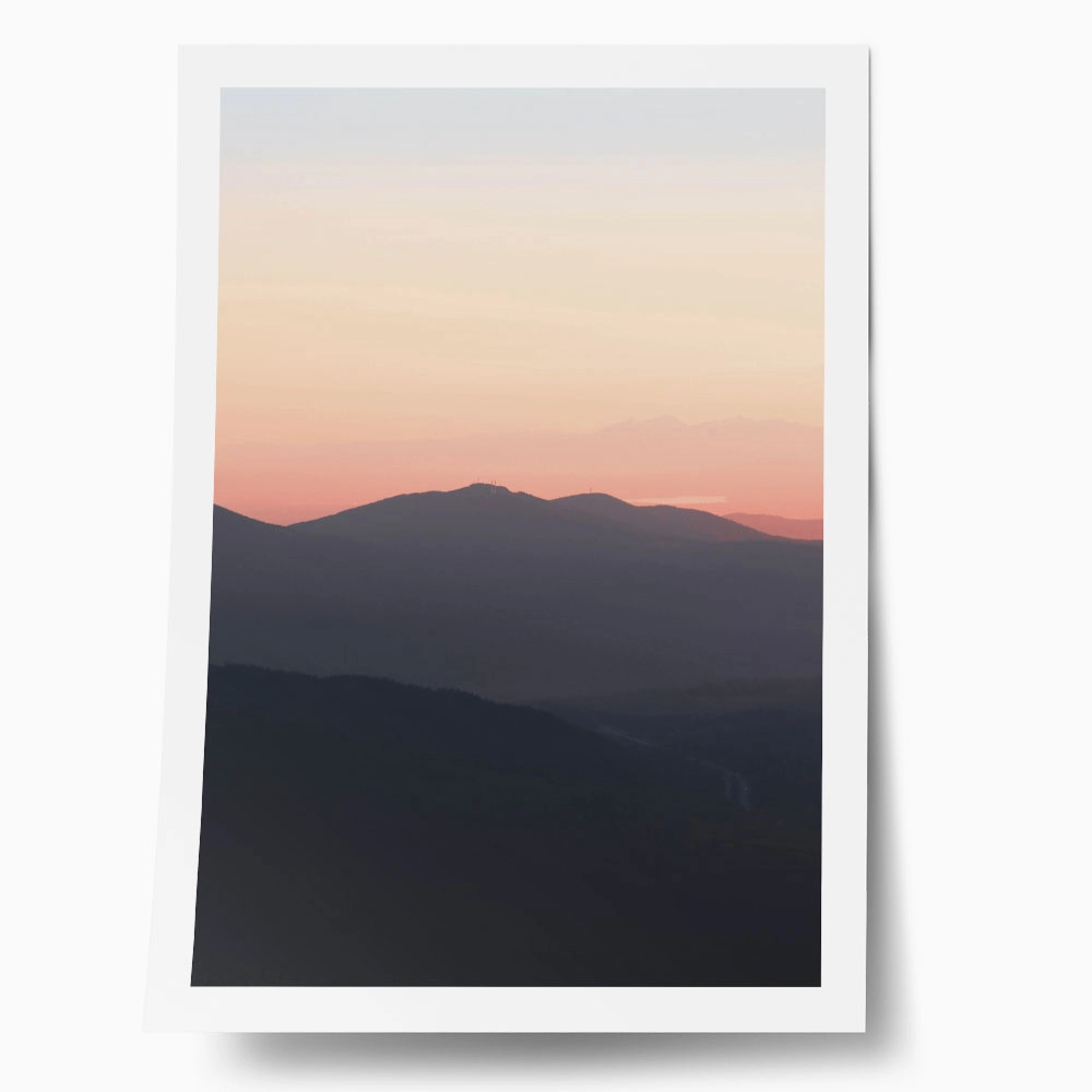 Poster RUSTIC FARMHOUSE MOUNTAIN SUNSET