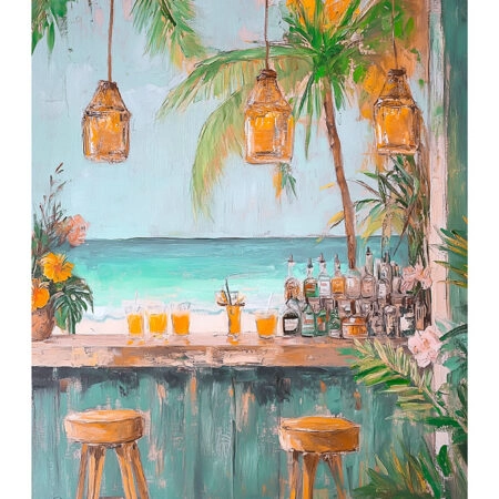 Poster VINTAGE PASTEL BEACH BAR 3 - Vintage Posters Sticky 2