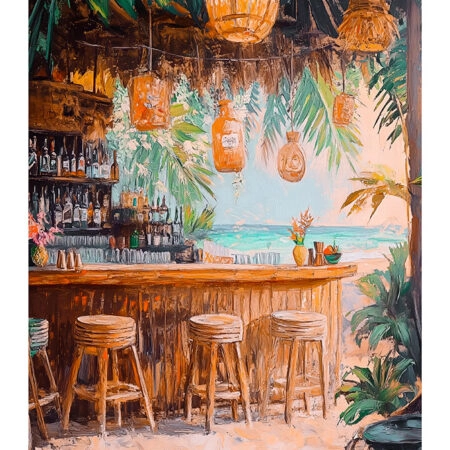 Poster VINTAGE PASTEL BEACH BAR - Vintage Posters Sticky 2