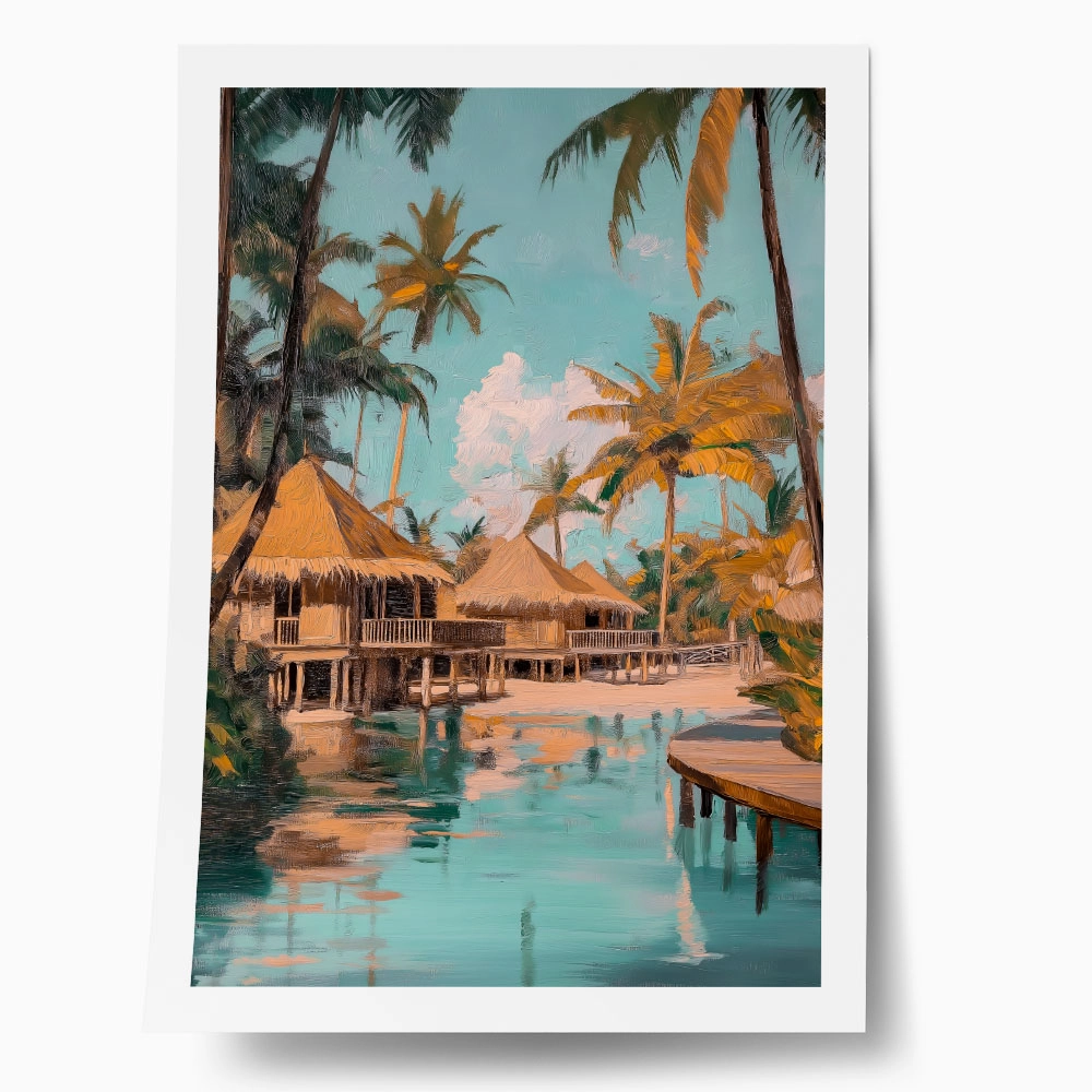 Poster VINTAGE PASTEL BEACH HOUSES