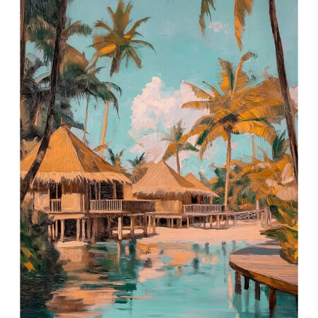 Poster VINTAGE PASTEL BEACH HOUSES - Vintage Posters Sticky 2