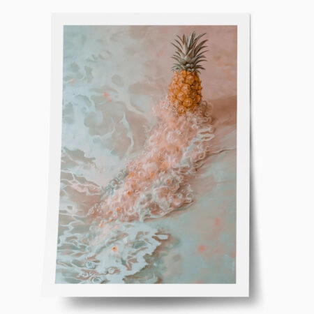 Poster VINTAGE PASTEL BEACH PINEAPPLE 2 - Vintage Posters