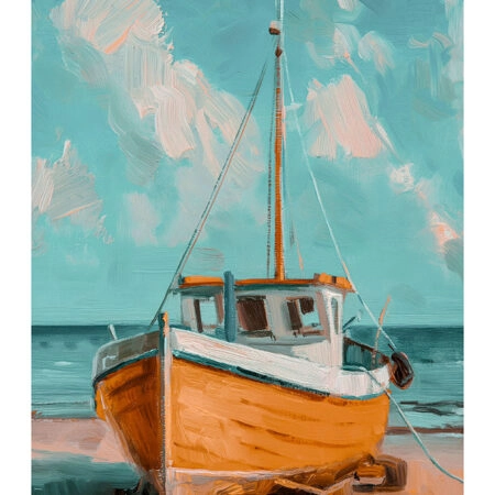 Poster VINTAGE PASTEL BOAT 8 - Vintage Posters Sticky 2