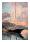 Poster VINTAGE PASTEL BOAT IN HARBOR 2