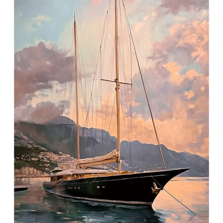 Poster VINTAGE PASTEL BOAT IN HARBOR 2 - Vintage Posters Sticky 2