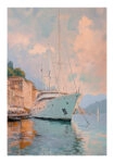 Poster VINTAGE PASTEL BOAT IN HARBOR 3