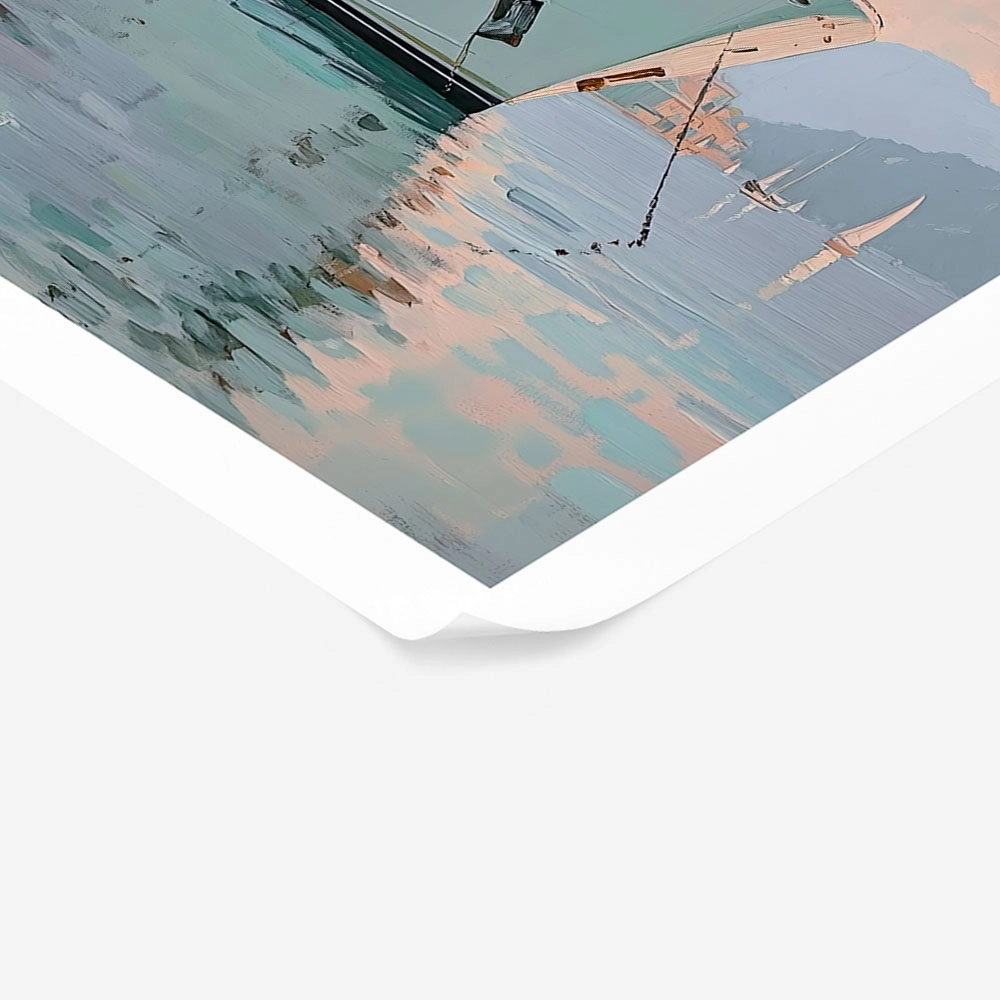 Poster VINTAGE PASTEL BOAT IN HARBOR 3