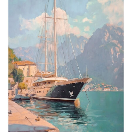 Poster VINTAGE PASTEL BOAT IN HARBOR - Vintage Posters Sticky 2