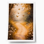 Poster VINTAGE PASTEL BUTTERFLIES FOREST PATH