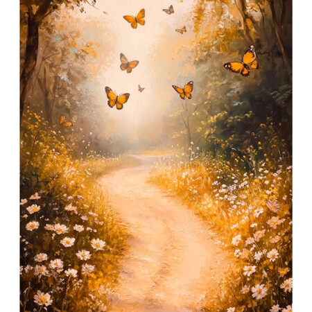 Poster VINTAGE PASTEL BUTTERFLIES FOREST PATH - Vintage Posters Sticky 2