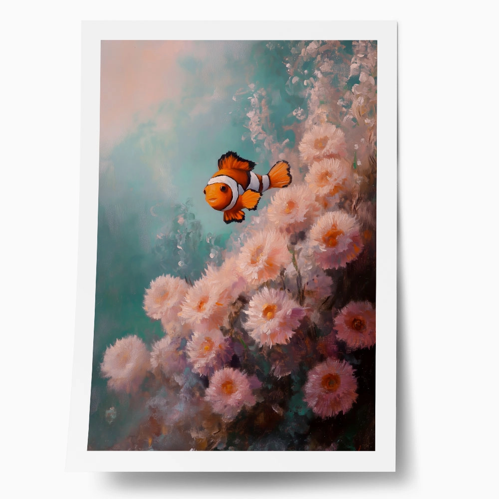 Poster VINTAGE PASTEL CLOWN FISH