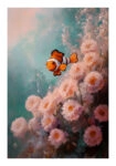 Poster VINTAGE PASTEL CLOWN FISH