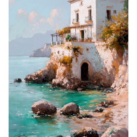 Poster VINTAGE PASTEL COASTAL HOUSE 2 - Vintage Posters Sticky 2