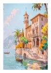 Poster VINTAGE PASTEL COASTAL HOUSE