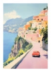 Poster VINTAGE PASTEL COASTAL ROAD