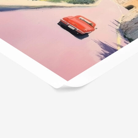 Poster VINTAGE PASTEL COASTAL ROAD - Vintage Posters Sticky 1