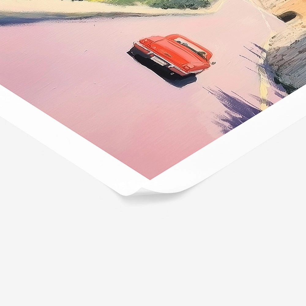 Poster VINTAGE PASTEL COASTAL ROAD