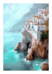 Poster VINTAGE PASTEL COASTAL VILLAGE