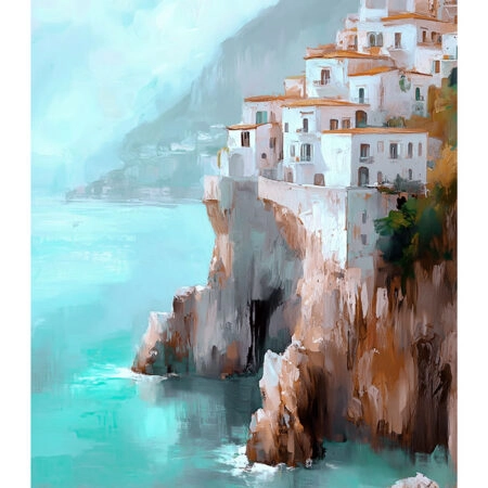 Poster VINTAGE PASTEL COASTAL VILLAGE - Vintage Posters Sticky 2