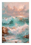 Poster VINTAGE PASTEL COASTAL WAVES 2