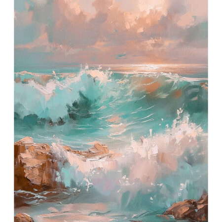 Poster VINTAGE PASTEL COASTAL WAVES 2 - Vintage Posters Sticky 2