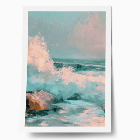 Poster VINTAGE PASTEL COASTAL WAVES 3 - Vintage Posters
