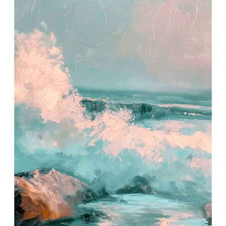 Poster VINTAGE PASTEL COASTAL WAVES 3 - Vintage Posters Sticky 2