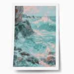 Poster VINTAGE PASTEL COASTAL WAVES 4